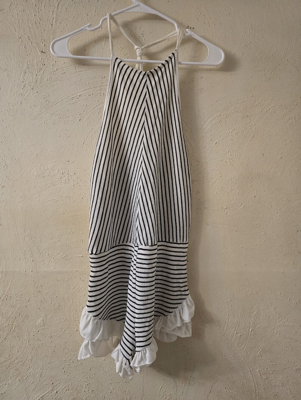 Ocean Drive Black & White Striped Halter Jumpsuit Romper